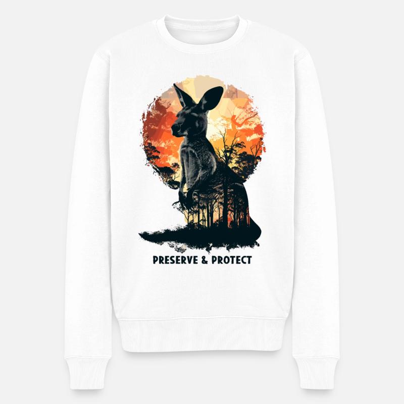 Préserver & Protéger Kangourou Marsupial Kangourou - Pull Premium bio Homme - blanc
