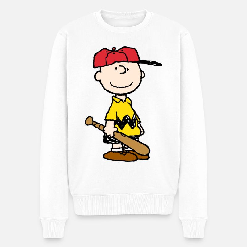 Peanuts Charlie Brown Baseball Sport - Männer Premium Bio Pullover - Weiß