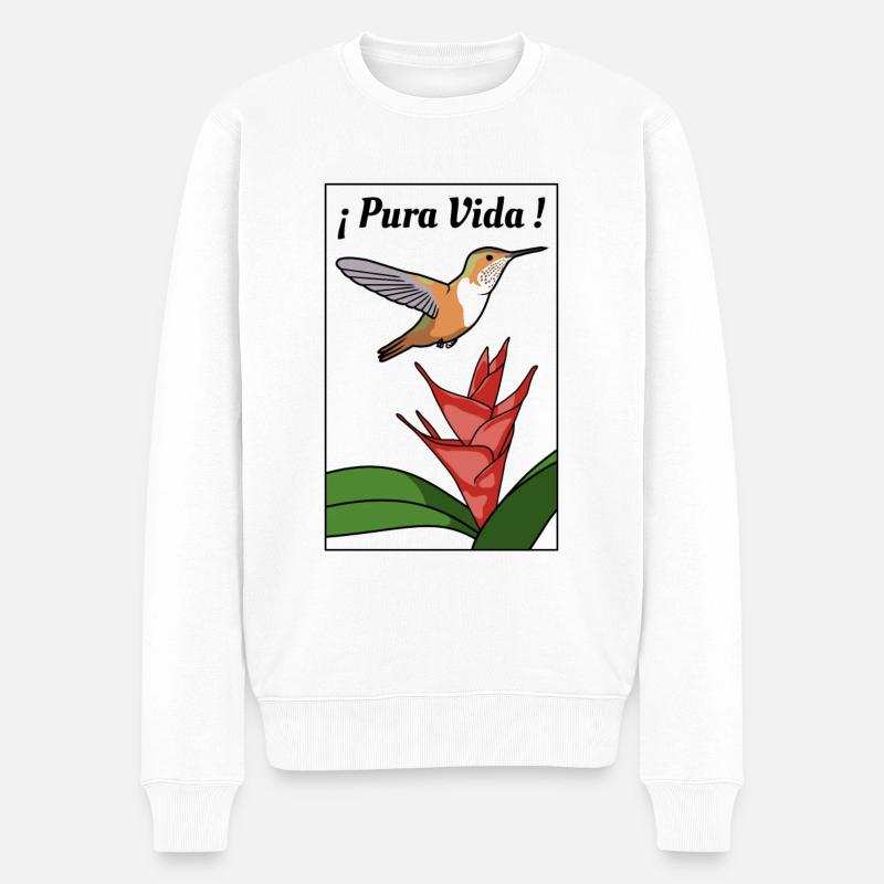 Pura Vida - Kolibri (schwarzer Rahmen) - Männer Premium Bio Pullover - Weiß