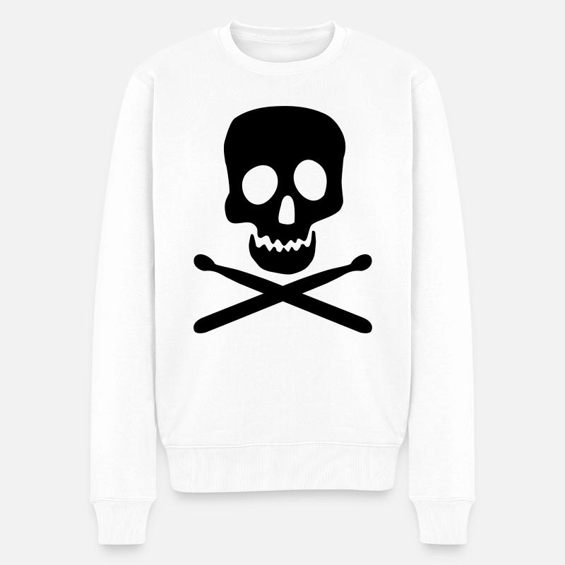 Schlagzeug - Männer Premium Bio Pullover - Weiß