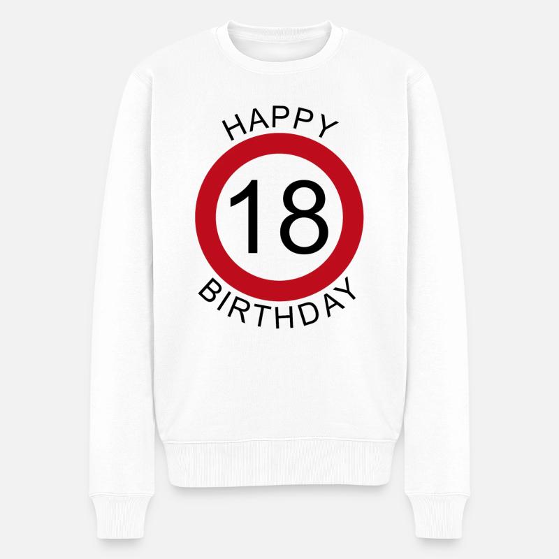 Joyeux anniversaire 18 anniversaire de signe de route - Pull Premium bio Homme - blanc