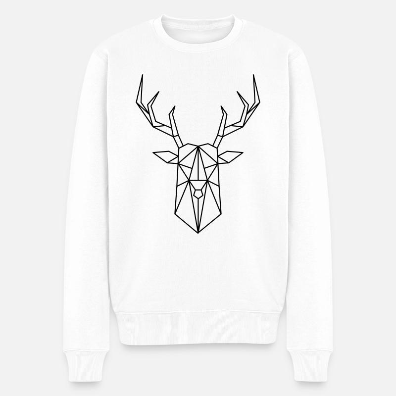 Reh Deer Animal Minimal - Männer Premium Bio Pullover - Weiß