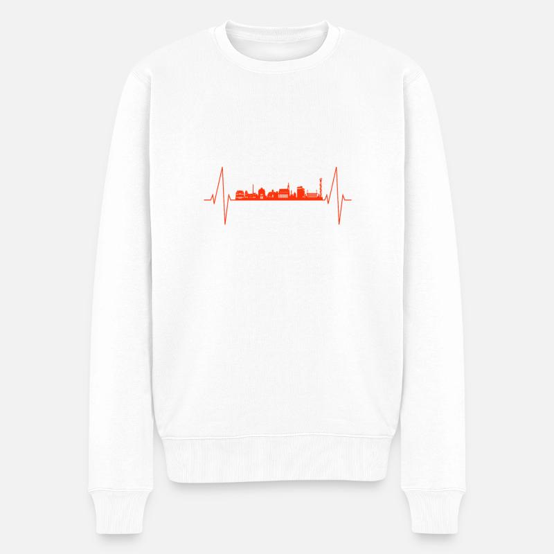 Cottbus heartbeat - Männer Premium Bio Pullover - Weiß