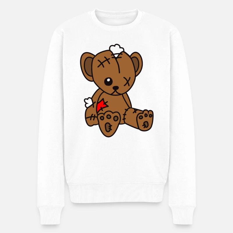 Teddybär Kaputt - Männer Premium Bio Pullover - Weiß