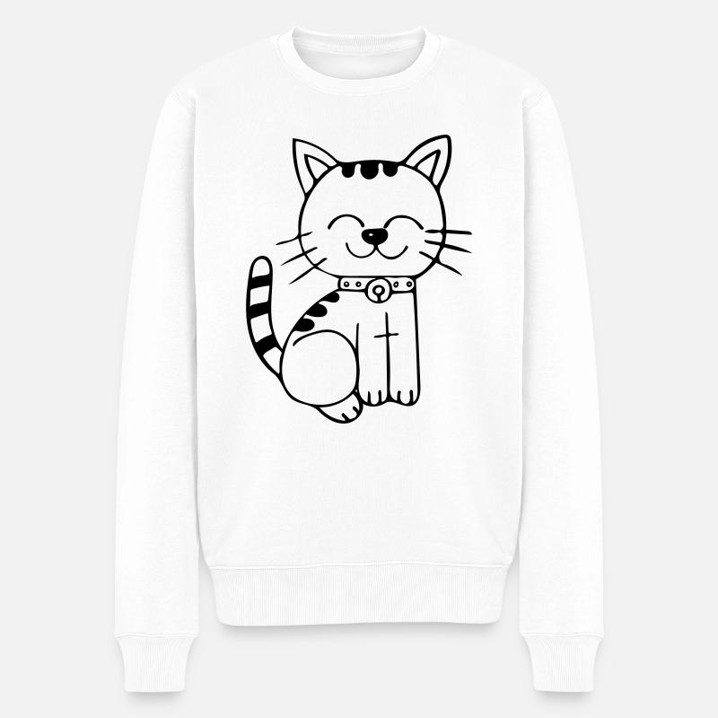 Kätzchen - Männer Premium Bio Pullover - Weiß
