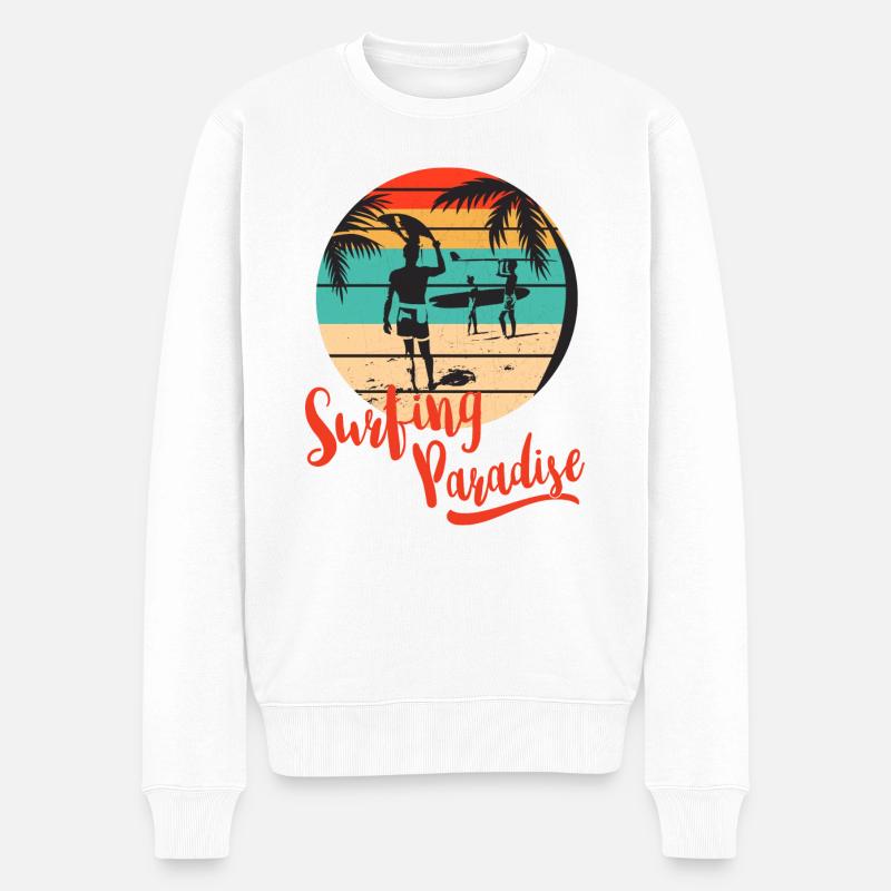 Surf, Surf, Surf, Surf, Surf - Pull Premium bio Homme - blanc