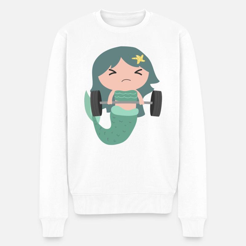Meerjungfrau - Männer Premium Bio Pullover - Weiß