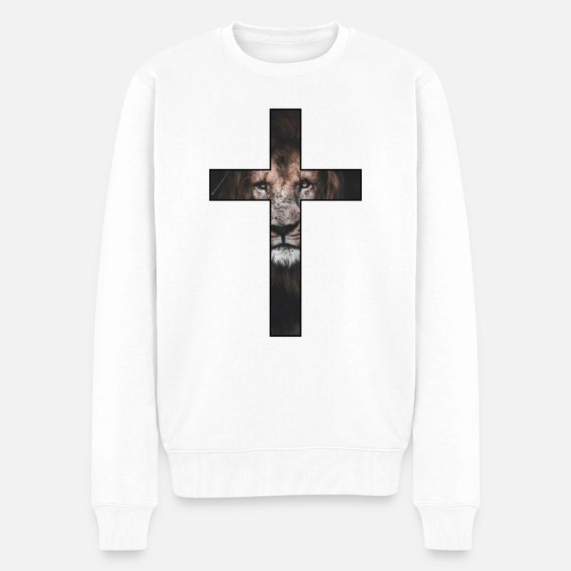 Kreuz - Männer Premium Bio Pullover - Weiß