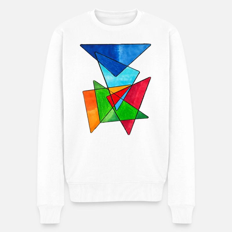 Triangles colorés - Pull Premium bio Homme - blanc