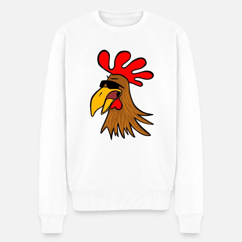 Cool rooster - Männer Premium Bio Pullover - Weiß