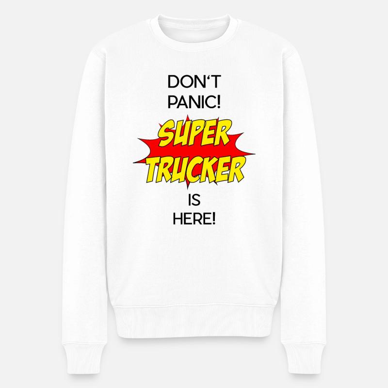 Super Trucker - Männer Premium Bio Pullover - Weiß