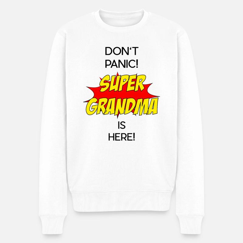 Super Grandma / Super Großmutter - Männer Premium Bio Pullover - Weiß
