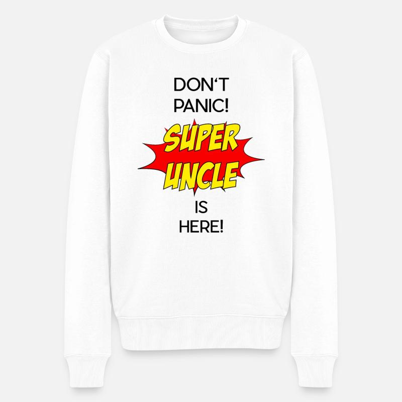 Super Uncle / Super Onkel - Männer Premium Bio Pullover - Weiß