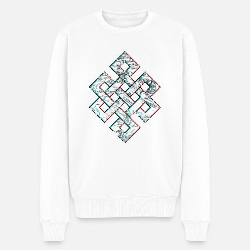 Karma Psychédélique 3D Anaglyphe Glitch - Pull Premium bio Homme - blanc