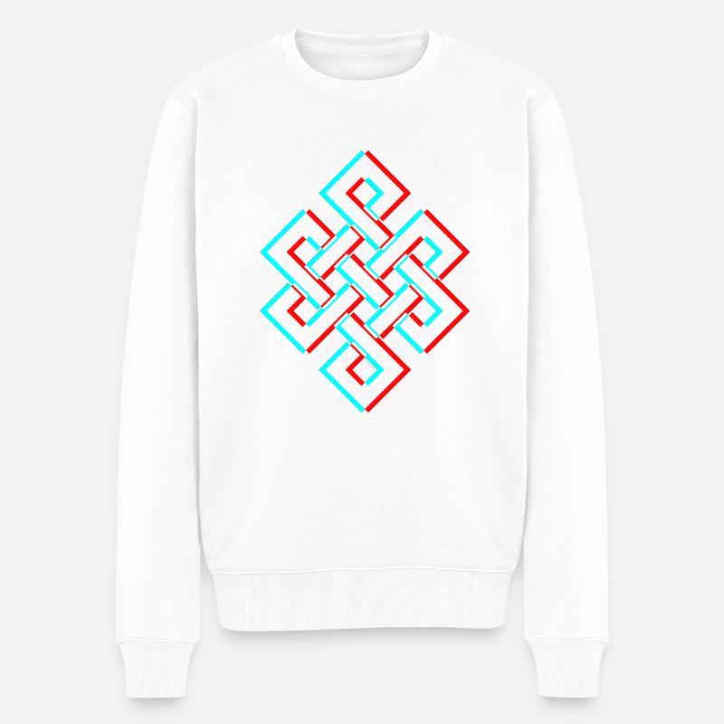 Karma 3D Glitch Anaglyph - Männer Premium Bio Pullover - Weiß