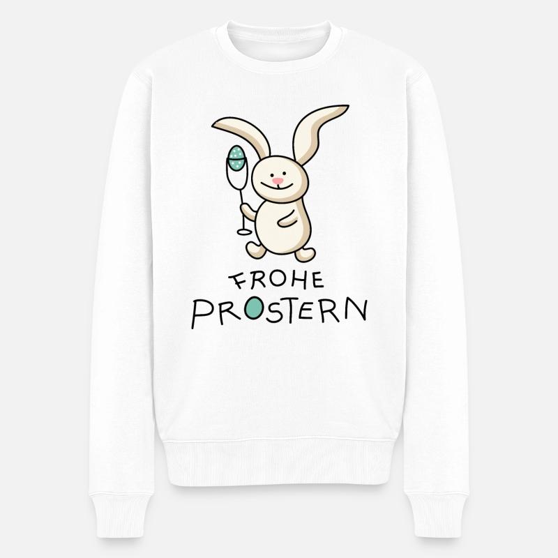 Frohe Ostern Osterhase - Männer Premium Bio Pullover - Weiß