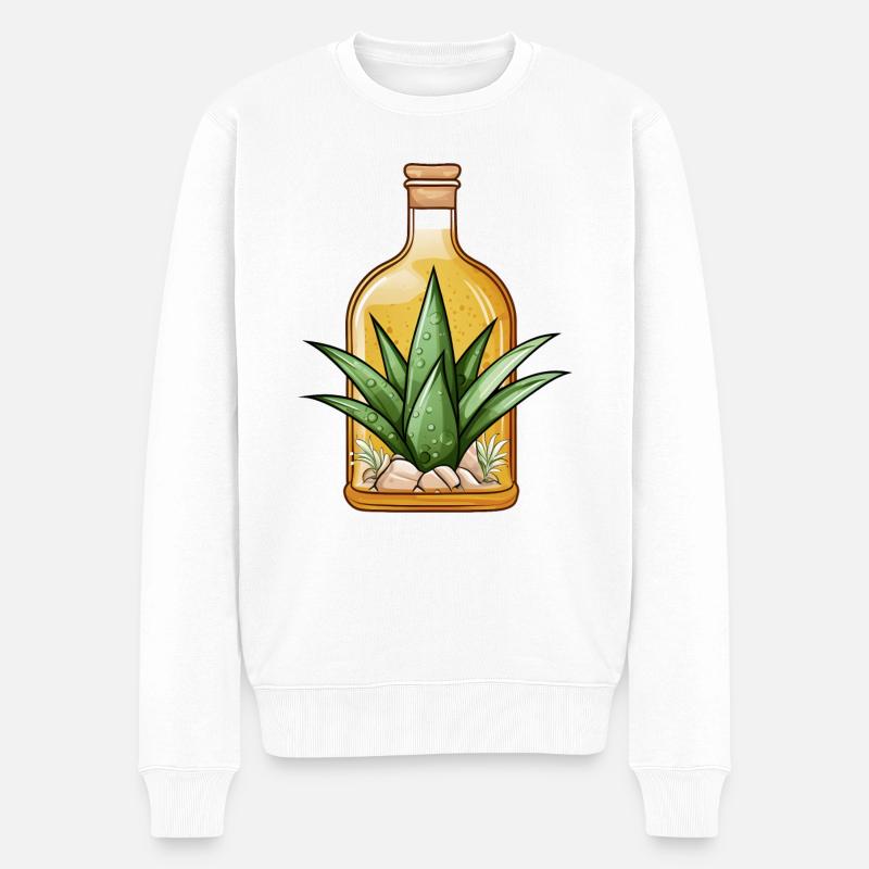 Aloe Vera in Flasche - Männer Premium Bio Pullover - Weiß