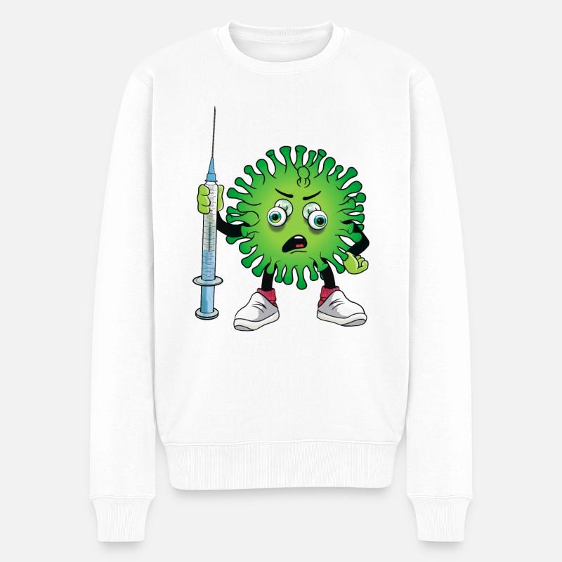 Virus mit Spritze - Männer Premium Bio Pullover - Weiß