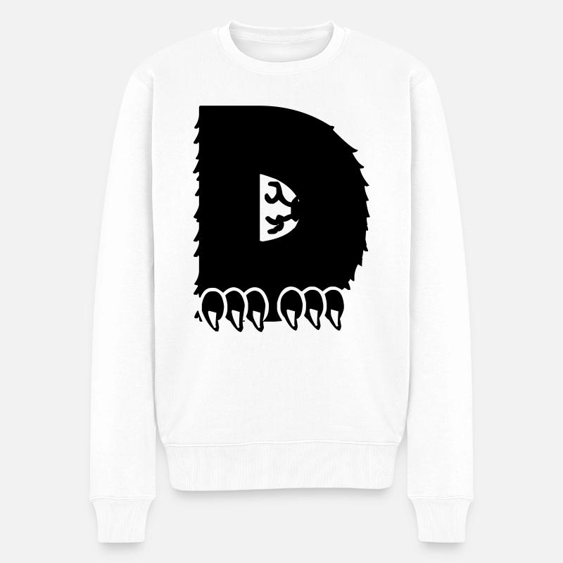 Monster Buchstabe D - Männer Premium Bio Pullover - Weiß