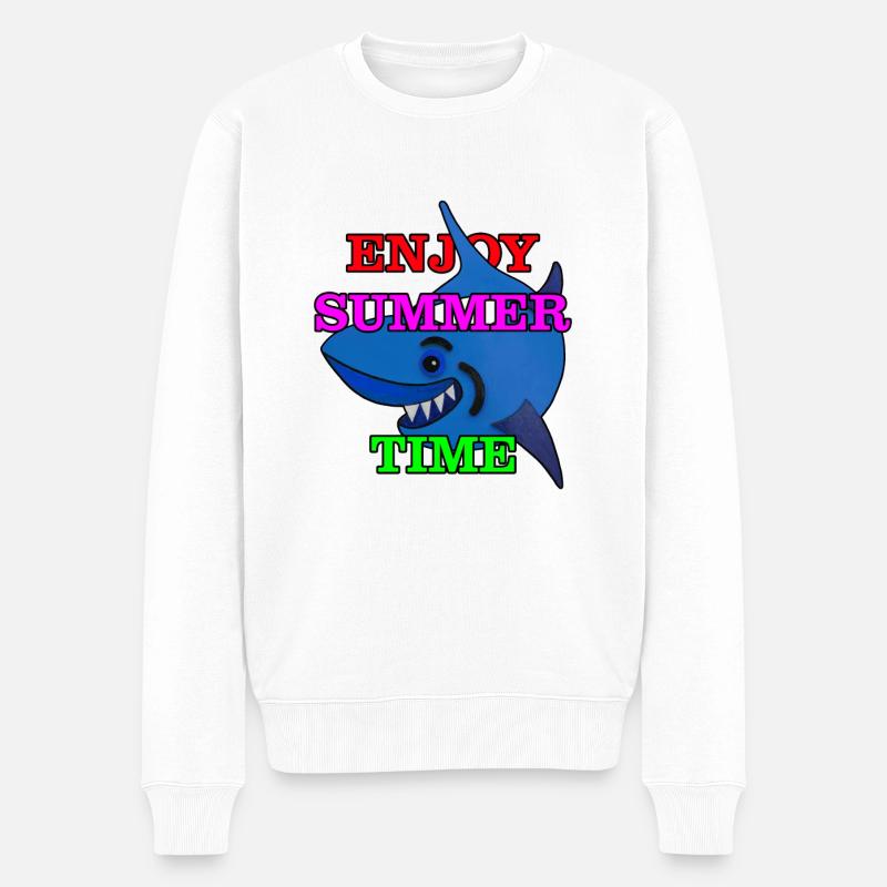 Hai - Männer Premium Bio Pullover - Weiß