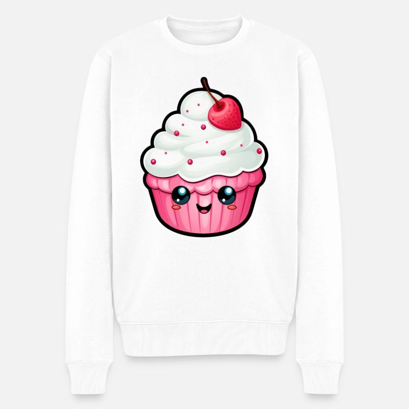 Cupcake Kawaii - Männer Premium Bio Pullover - Weiß