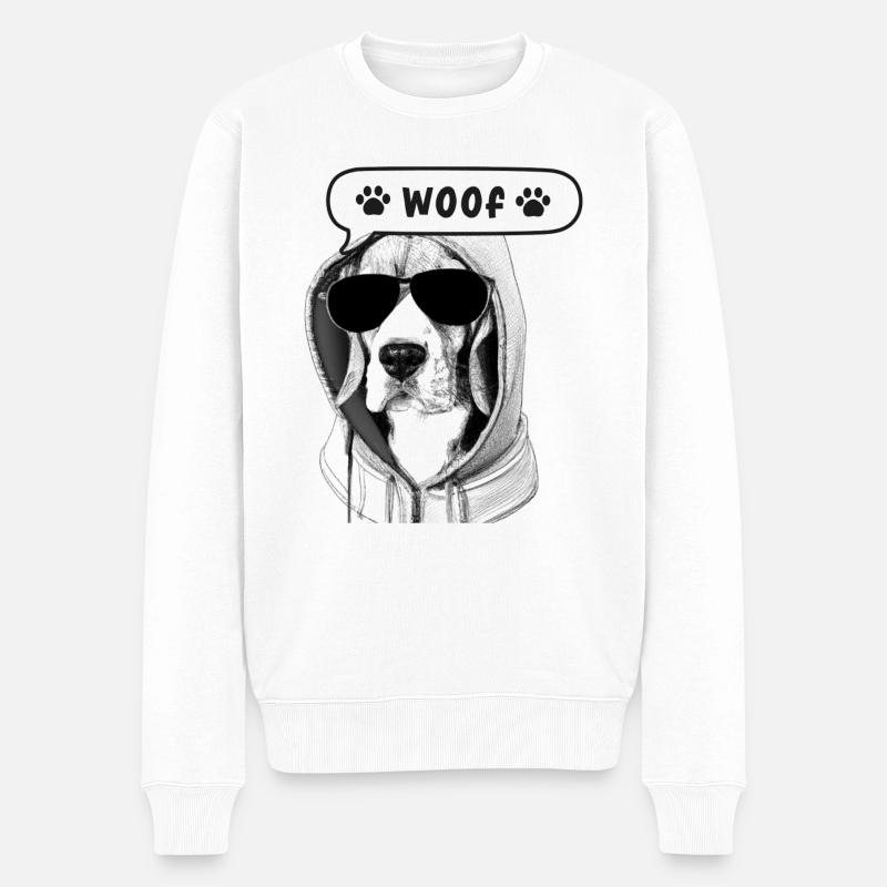Beagle in Kapuze - Männer Premium Bio Pullover - Weiß