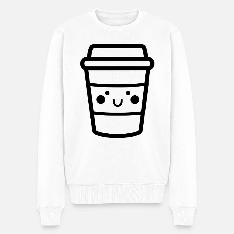 Kaffeebecher - Männer Premium Bio Pullover - Weiß