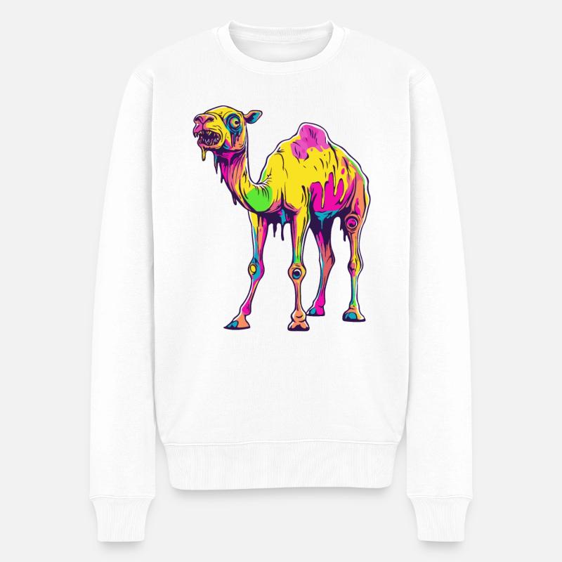 Kamel Halloween Comic Lustig - Männer Premium Bio Pullover - Weiß