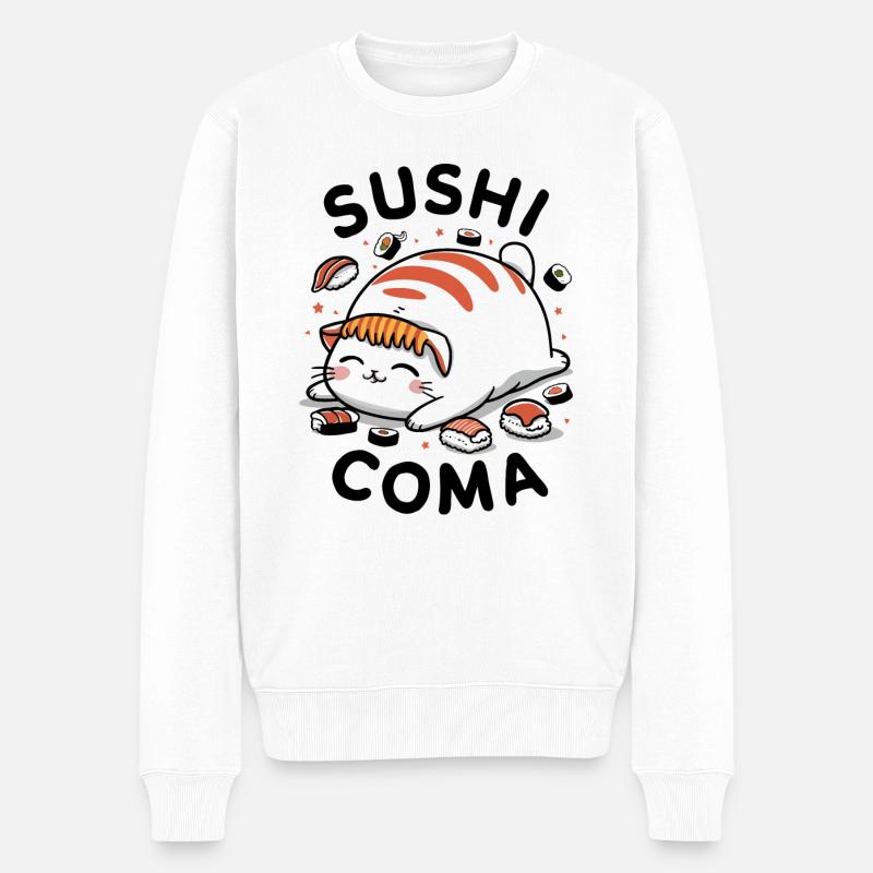 Chat sushi - Pull Premium bio Homme - blanc