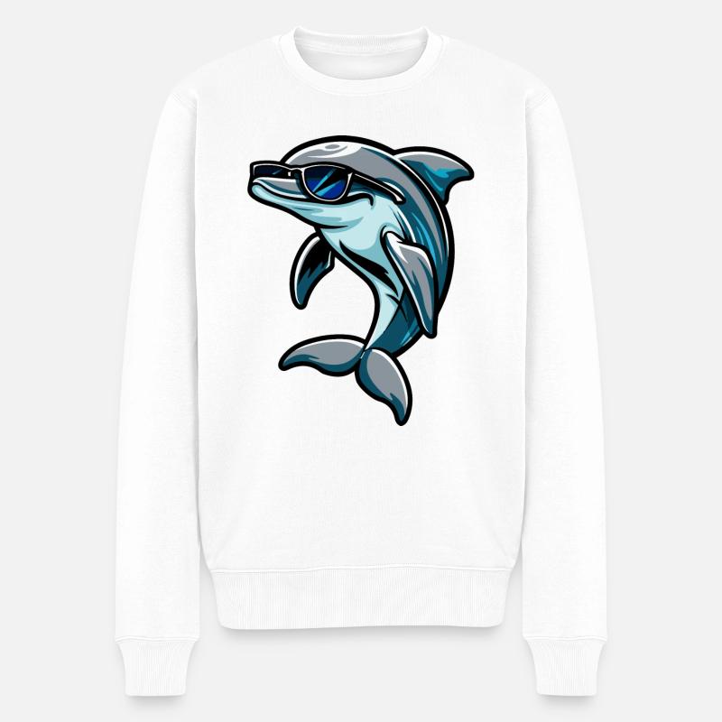 Dauphin Bande Dessinée Cool - Pull Premium bio Homme - blanc