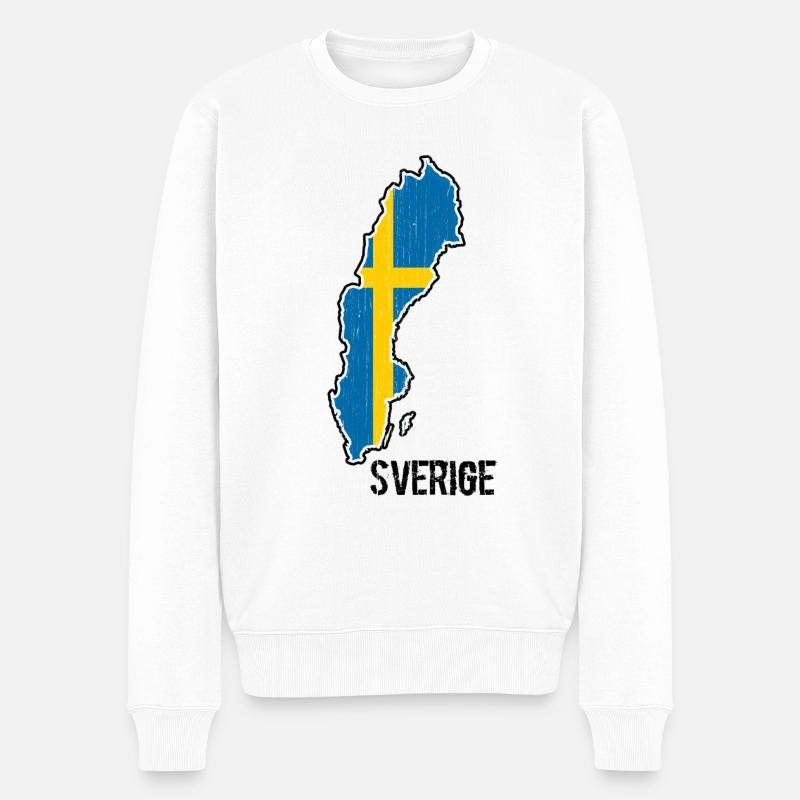 Schweden Flagge Umriss Souvenir - Männer Premium Bio Pullover - Weiß