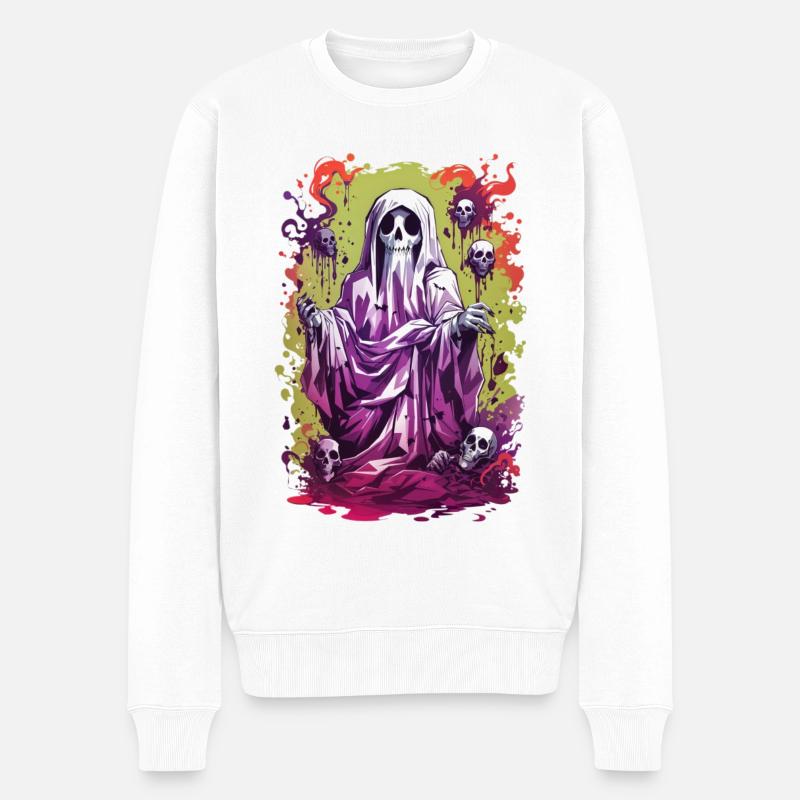 Halloween Geist - Männer Premium Bio Pullover - Weiß