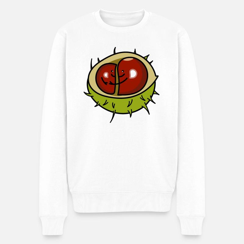 Kastanie Paar Liebe - Männer Premium Bio Pullover - Weiß