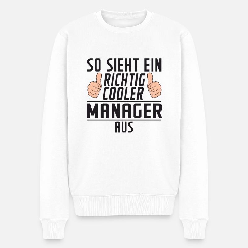 Manager | Definition | lustig | Management - Männer Premium Bio Pullover - Weiß