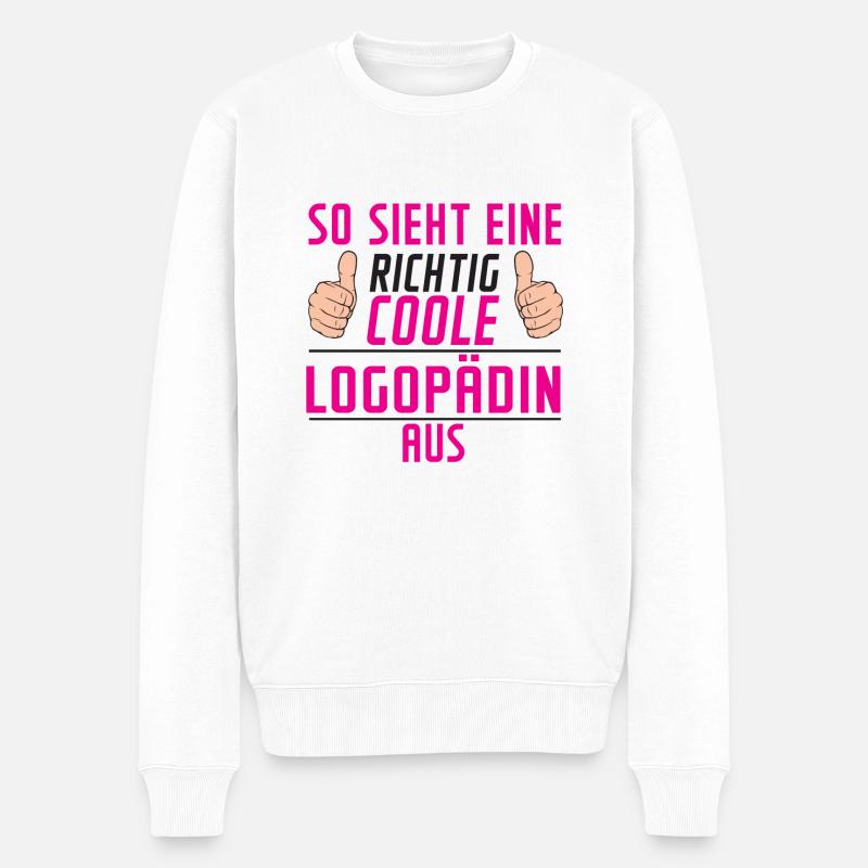 Logopädin | Spruch Humor | Sprachtherapie | - Männer Premium Bio Pullover - Weiß