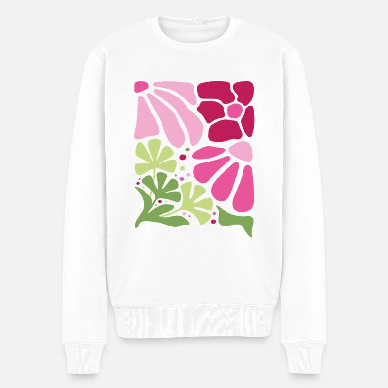 Boho Blumen Frühling Sommer Garten Natur - Männer Premium Bio Pullover - Weiß