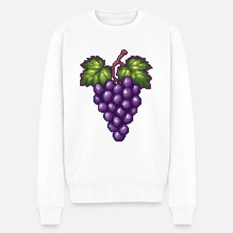 Weintrauben Pixel - Männer Premium Bio Pullover - Weiß