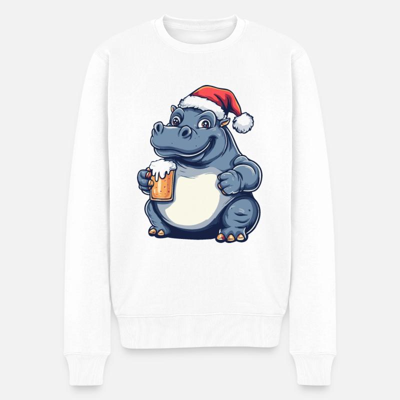 Hippopotame Bière Noël - Pull Premium bio Homme - blanc