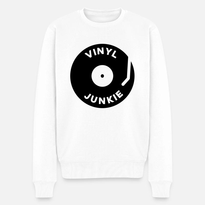 Vinyl Junkie - Männer Premium Bio Pullover - Weiß