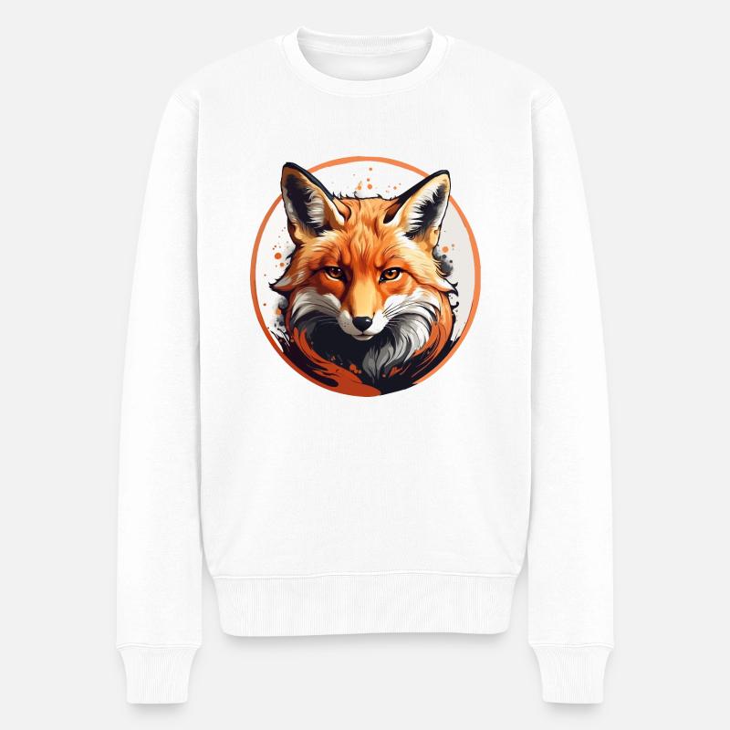 Rotfuchs Fuchs Portrait - Männer Premium Bio Pullover - Weiß