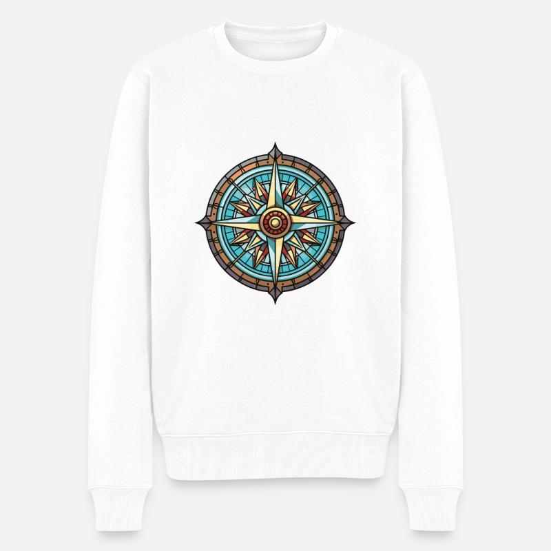 Kompass Travel - Männer Premium Bio Pullover - Weiß