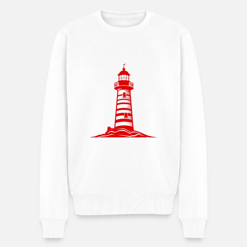 Icône de la côte du phare - Pull Premium bio Homme - blanc