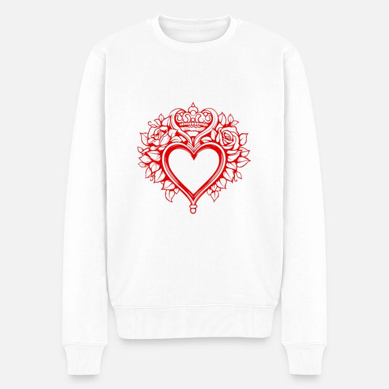 Tatouage de symbole de coeur - Pull Premium bio Homme - blanc