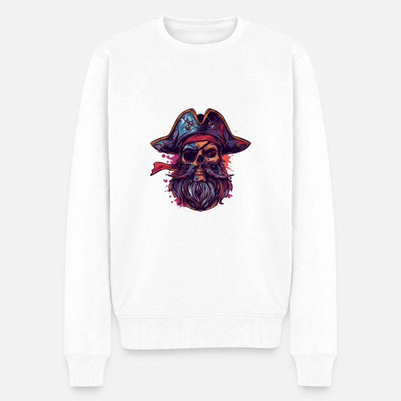 Capitaine du crâne de pirate - Pull Premium bio Homme - blanc