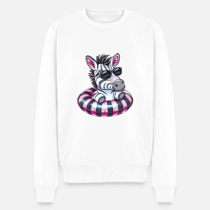 Zebra Sommer Comic - Männer Premium Bio Pullover - Weiß