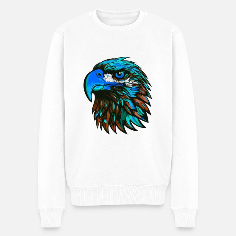 Adler Porträt Bunt - Männer Premium Bio Pullover - Weiß