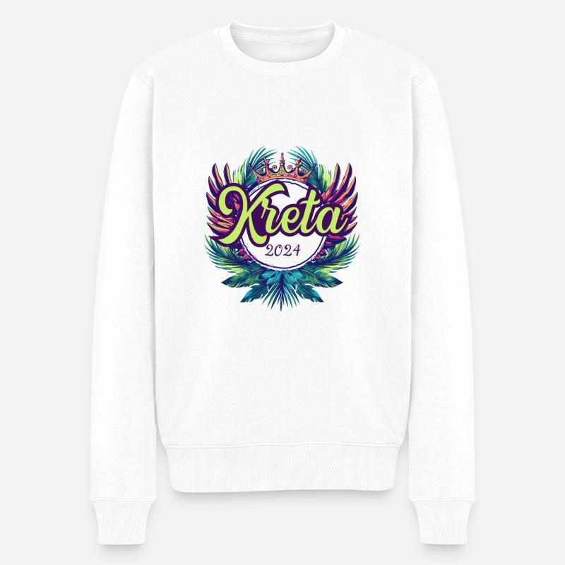 Kreta 2024 Bunt - Männer Premium Bio Pullover - Weiß