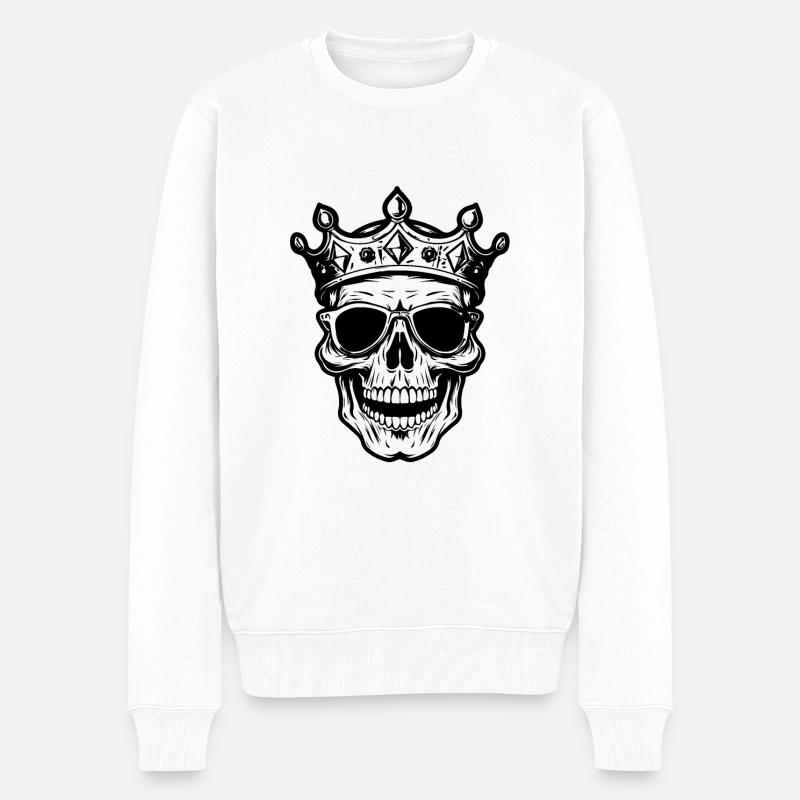 Crâne Roi Couronne - Pull Premium bio Homme - blanc