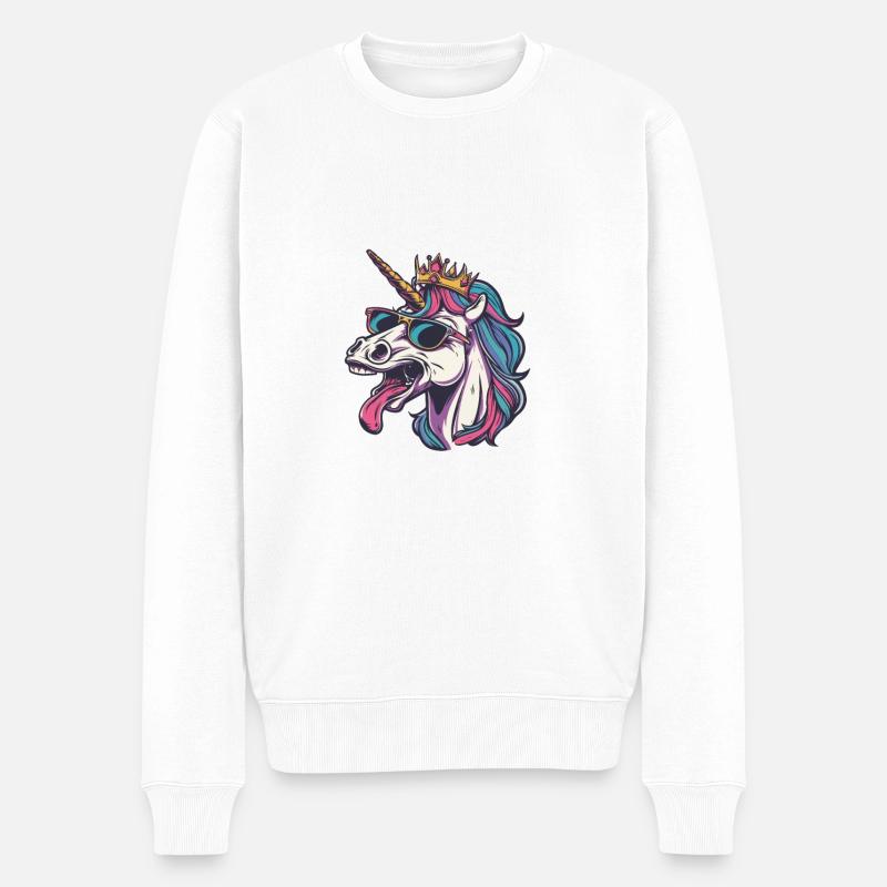 Einhorn Comic - Männer Premium Bio Pullover - Weiß