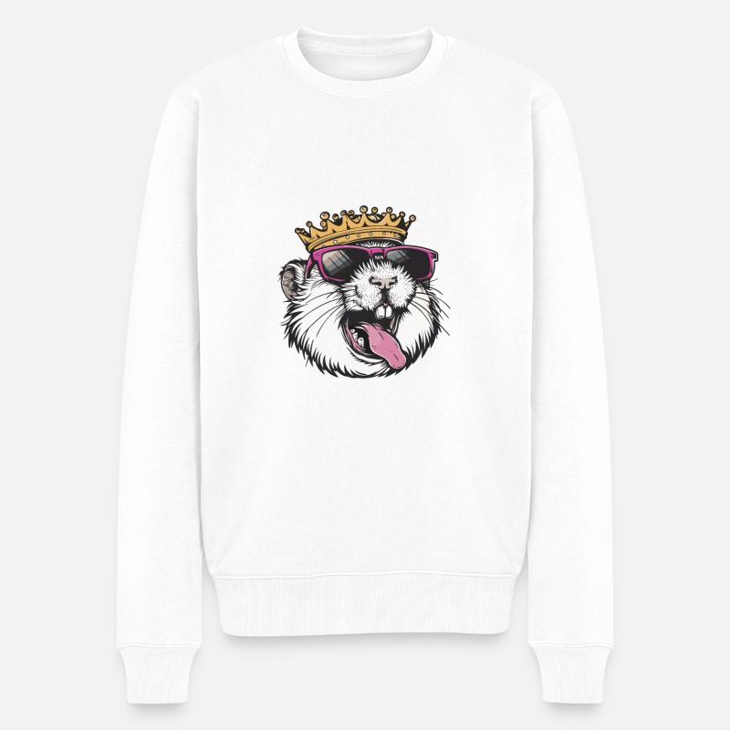 Hamster Comic - Männer Premium Bio Pullover - Weiß